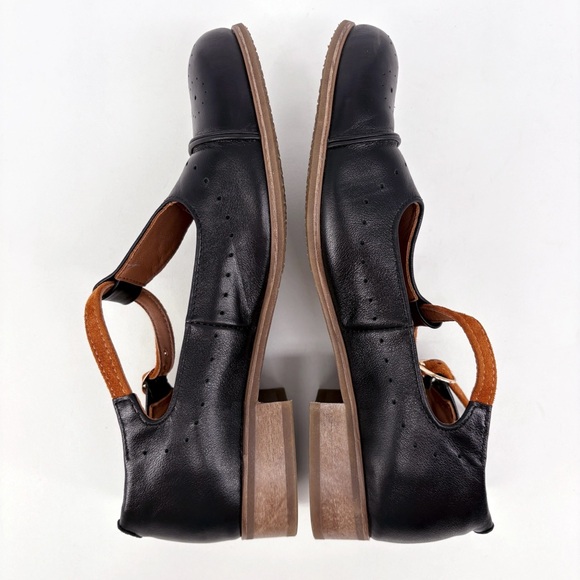 JULIA BO | Leather Mary Jane Brogues Shoes in Black | Sz 8 - Picture 11 of 16